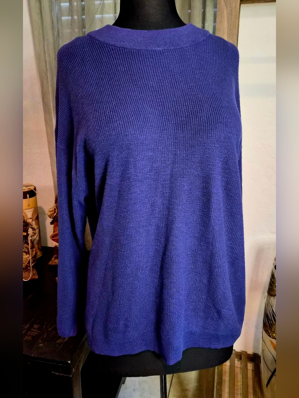 Free People Oversized Relaxed Crewneck Sweater in Navy Blue #0126 - Picture 1 of 9